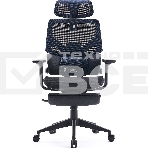 Кресло офисное Cactus CS-CHR-MC01-BLBK синий, сиденье черный, сетка/ткань, с подголов. крестов. пластик, подст. для ног, фото12