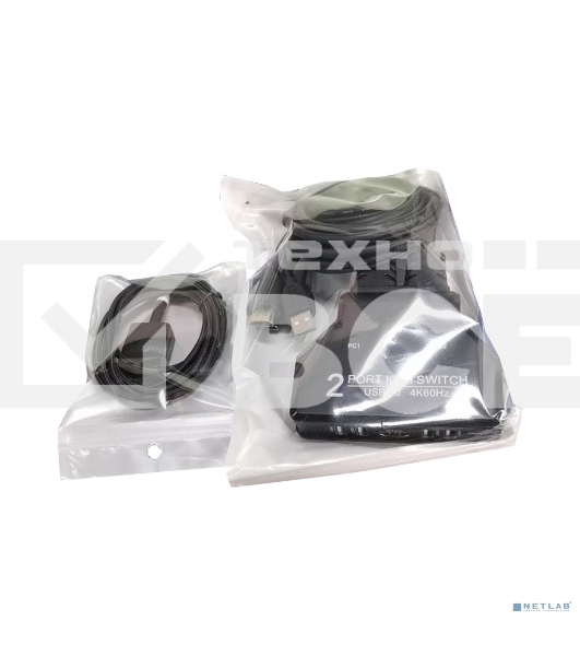 ORIENT HS21HC, HDMI KVM переключатель на 2 устройства, порты HDMI + 2xUSB (клавиатура+мышь) + 2xUSB 2.0, поддержка 4K@60Hz, встроенные кабели 2xHDMI+2xUSB2.0 1.2 метра, (33330)