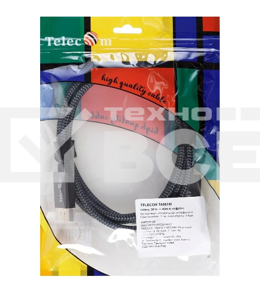 Кабель DisplayPort M-> HDMI M 4K@60Hz 1.8m Telecom,оплетка (TA561M-1.8M)