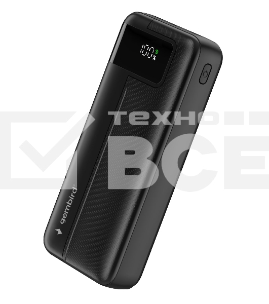 Портативный аккумулятор Gembird GPB-20Q, 20000мА·ч, QC/PD, дисплей, черный