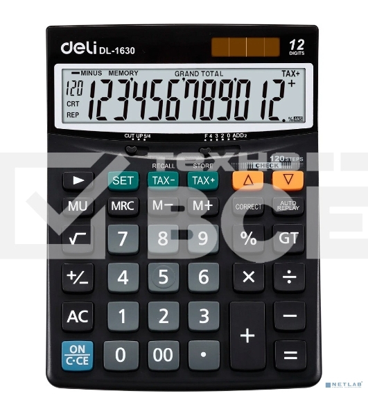 Калькулятор настольный Deli Core E1630 черный 12-разр.