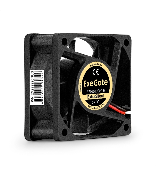 Вентилятор 5В DC ExeGate ExtraSilent ES06025S2P-5 (60x60x25 мм, Sleeve bearing (подшипник скольжения), 2pin, 2300RPM, 18dBA)