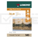 Фотобумага LOMOND Одностороняя Матовая, 140г/м2 , A4(21x29)/100л., фото 1