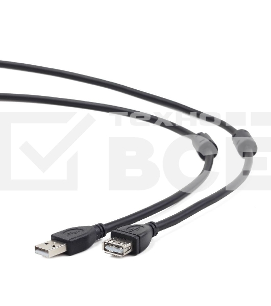 Кабель Gembird/Cablexpert CCF2-USB2-AMAF-10 USB 2.0 Pro AM/AF, 3м, экран, 2феррит.кольца, черный, пакет