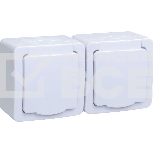 Розетка двухместная с з/к с крышкой для открытой установки РСб22-3-ГПБб IP54 серия 