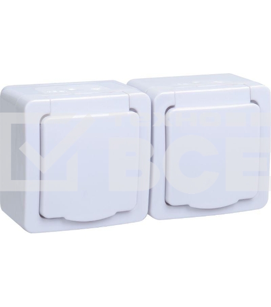 Розетка двухместная с з/к с крышкой для открытой установки РСб22-3-ГПБб IP54 серия 