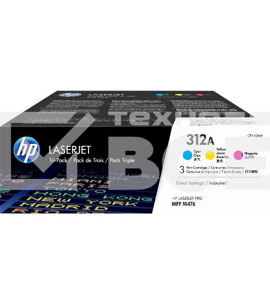 Картридж лазерный набор Hewlett-Packard 312A CF440AM голубой, желтый, пурпурный для HP CLJ Pro M476 2400стр.