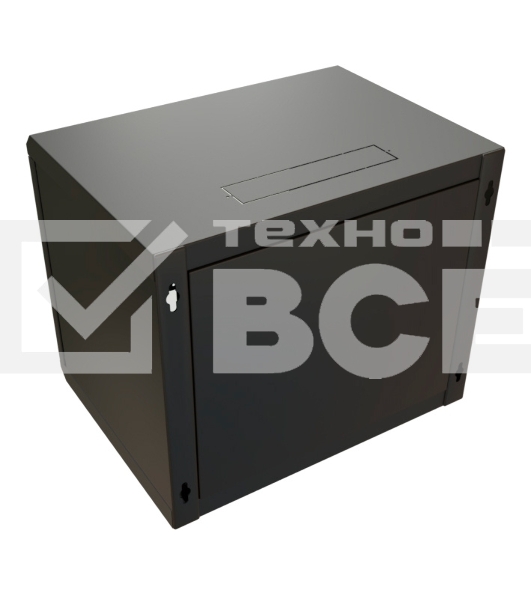 Шкаф коммутационный WRline (WR-TW-1566-GP-RAL9004) настенный 15U 600x600мм пер.дв.стекл 2 бок.пан. 60кг черный 520мм 775мм IP20 сталь