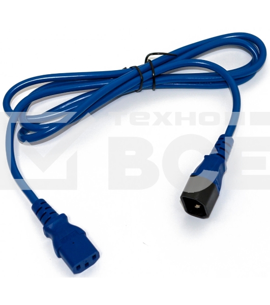 Кабель питания Hyperline PWC-IEC13-IEC14-1.8-BL монитор-компьютер IEC 320 C13 - IEC 320 C14 (3x0.75), 10A, прямая вилка, 1.8 м, цвет синий