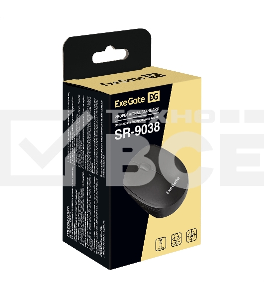 Мышь беспроводная ExeGate Professional Standard SR-9038 черный, 1200 dpi, радиоканал, USB, кнопки - 3