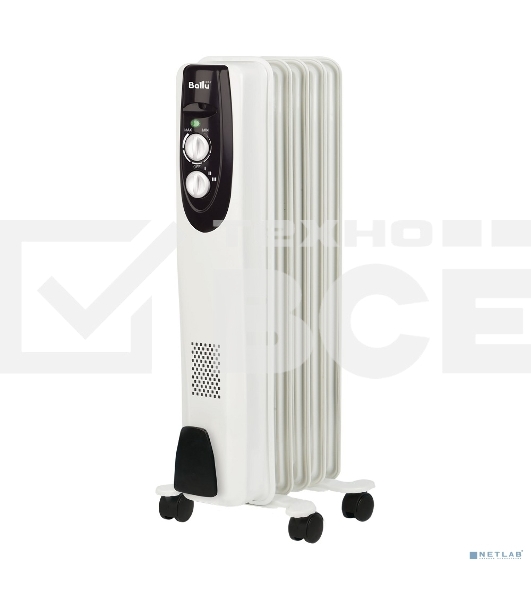Масляный обогреватель Ballu Classic BOH/CL-05WRN (5 секций), белый, 1000 Вт, 15 м2, термостат