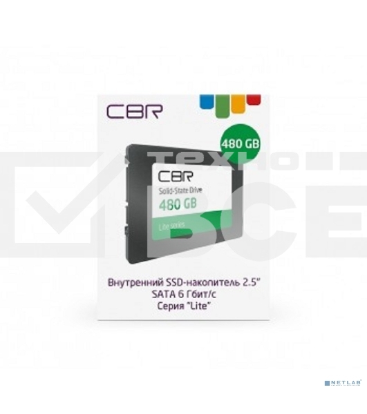 Накопитель SSD CBR, 480Gb, SATA III, 2.5', R/W 550/520