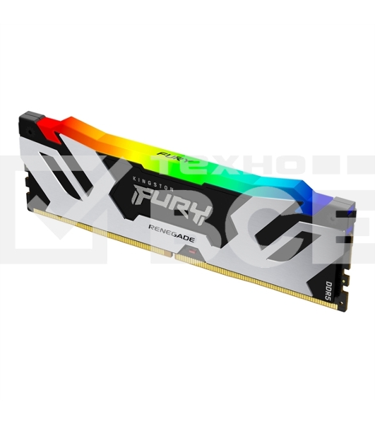 Оперативная память Kingston Fury Renegade, DDR5, 16GB (1x16GB), 6400MHz, CL32, с радиатором, RGB, серебристый/черный