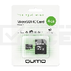 Флэш карта QUMO QM4GMICSDHC4 4Gb MicroSDHC Class 4, SD adapter, фото 1
