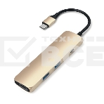 USB адаптер Satechi Slim Aluminum Type-C Multi-Port Adapter with Type-C Charging Port. Интерфейс USB-C. Порты USB Type-C, 2хUSB 3.0, 4K HDMI. золотой., фото2