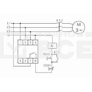 Реле контроля наличия; ассимметрии и чередования фаз CKF-B (монтаж на DIN-рейке 35мм; задержка отключения 3-5с; 3х400/230В+N 2А 1Z) F&F EA04.002.002