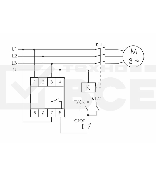 Реле контроля наличия; ассимметрии и чередования фаз CKF-B (монтаж на DIN-рейке 35мм; задержка отключения 3-5с; 3х400/230В+N 2А 1Z) F&F EA04.002.002