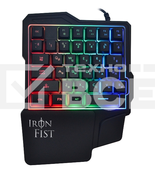 Игровой блок Oklick 701G IRON FIST черный USB for gamer LED (подставка для запястий)