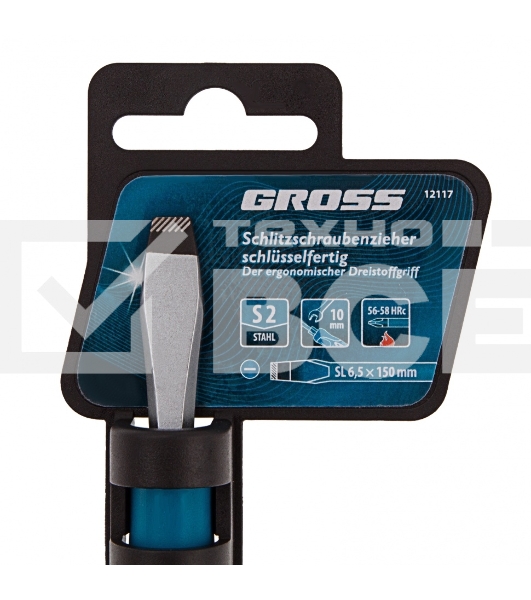 Отвертка Gross SL6,5 x 150 мм, S2, трехкомпонентная рукоятка