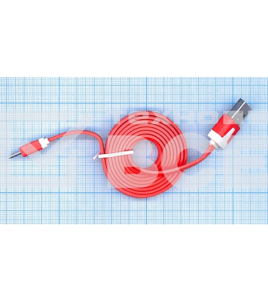 Плоский кабель Color USB-microUSB 1.0m USB-2.0 Red (Красный)