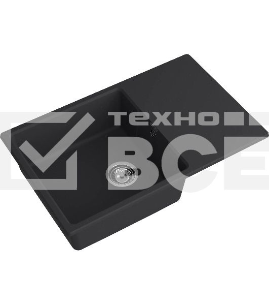 Мойка URBAN 678L black 1-чаша+крыло 780*490мм, монтаж: врезной, материал: кварц, цвет: черный