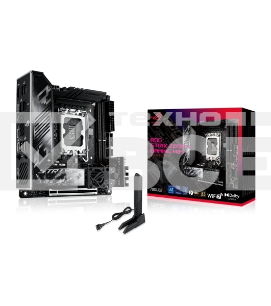 Материнская плата ASUS ROG STRIX Z890-I GAMING WIFI, LGA1851, Intel Z890, 2xDDR5, 2xSATA, 2xM.2, 1xPCI-E 5.0 x16, 1xHDMI, 2xThunderbolt 4, 1x2.5Gb LAN, 9xUSB-A, 1xUSB-C, 5.1, Mini-ITX