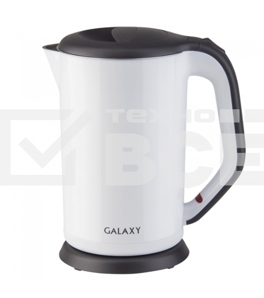 Чайник электрический Galaxy GL 0318, белый, пластик, 2000 Вт, 1,7 л
