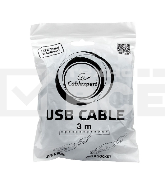Кабель Gembird/Cablexpert CCF2-USB2-AMAF-10 USB 2.0 Pro AM/AF, 3м, экран, 2феррит.кольца, черный, пакет