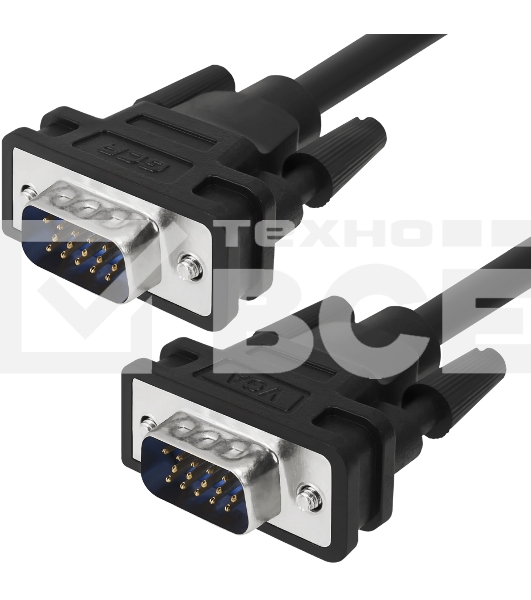 Кабель Greenconnect SVGA 1.8м чёрный, OD6.0mm. 15M / 15M GCR-VM2VM1-1.8m, 28/28 AWG, двойной экран