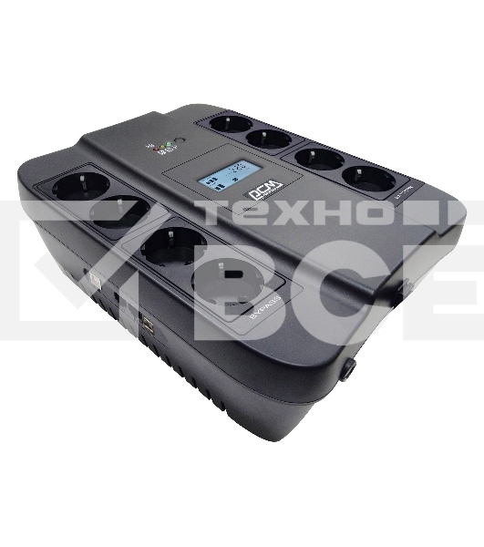Источник бесперебойного питания Powercom Back-UPS SPIDER, Line-Interactive, LCD, AVR, 550VA/330W, Schuko, USB, black (1456259)