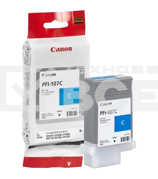 Картридж струйный Canon PFI-107C (6706B001) голубой (130 мл) для Canon iP F680/685/780/785