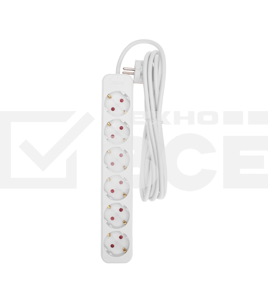 Удлинитель STANDARD 6 гнезд, 3м, 3х1,0мм², с/з, белый REXANT
