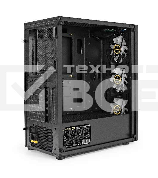 Корпус Miditower ExeGate EVO-8227-NPX500 (ATX, БП 500NPX с вент. 12см, 2*USB+1*USB3.0+HD Audio, черный, 3 вент. RGB, закаленное стекло)