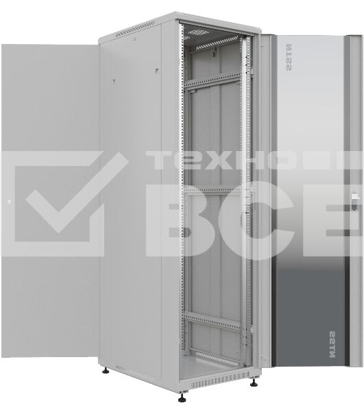 Шкаф серверный NTSS Премиум (NTSS-R42U6080GS) напольный 42U 600x800мм пер.дв.стекл металл 900кг серый IP20 сталь