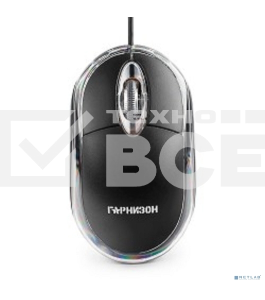 Мышь проводная Гарнизон GM-100 черный, 1000 dpi, USB, кнопки - 3