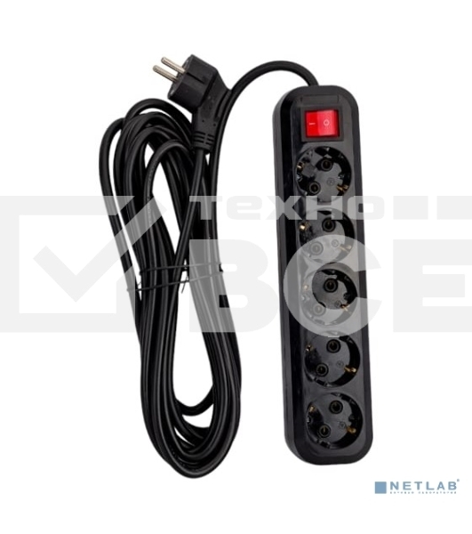 Сетевой фильтр 5bites SP5B-350 5S/3*1.5MM2/16A/ABS/5M/черный