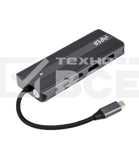 Док-станция HIPER Docking station USB-C HUB 11in1 (1*USB-C 100W PD, 1*HDMI 4K@60Hz, 2*DP 4K@60Hz, 2*USB-A 3.0 (5Gbps data), 1*USB-C 3.0 (5Gbps data), 1*microSD, 1*SD, 1*3.5mm audio, 1*RJ45 Gb)