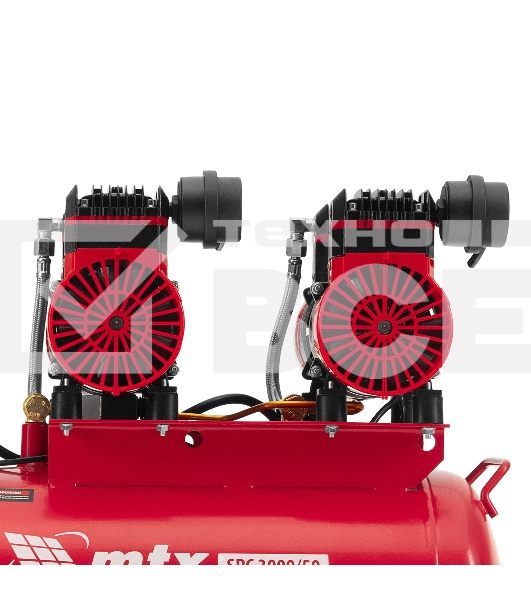 Компрессор безмасляный малошумный SPC 3000/50, 3000 Вт, ресивер 50 л, 520 л/мин MTX