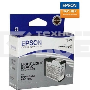 Картридж струйный Epson T5809 (C13T580900) светло-серый (80 мл) для Stylus Pro 3800
