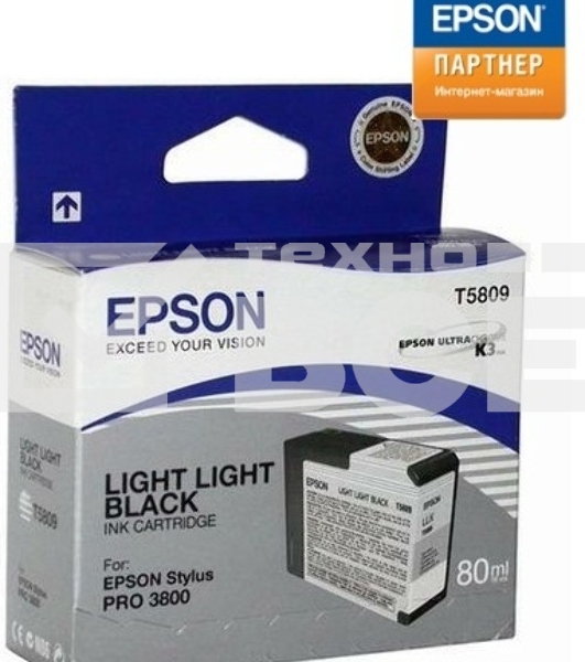 Картридж струйный Epson T5809 (C13T580900) светло-серый (80 мл) для Stylus Pro 3800