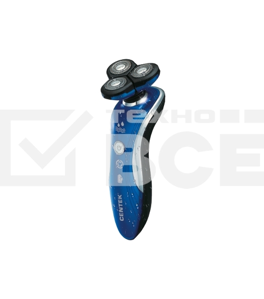 Бритва Centek CT-2170 (синий) ротор 3D, +ВЛАЖНОЕ БРИТЬЁ, 3 плав.головки, 2-ные лезвия, до 50 мин раб