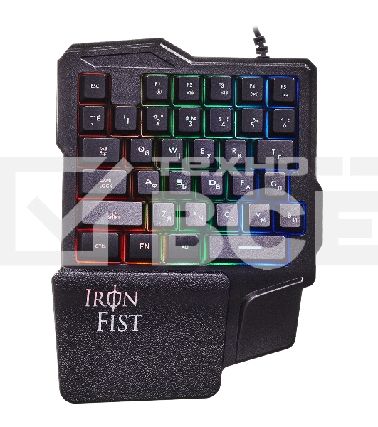 Игровой блок Oklick 701G IRON FIST черный USB for gamer LED (подставка для запястий)