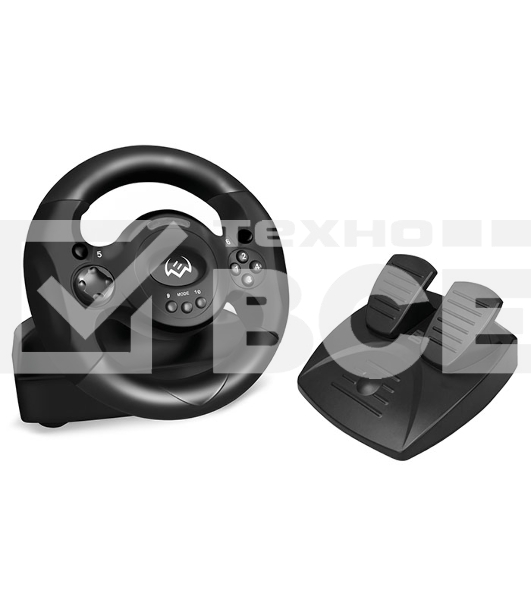 Руль SVEN GC-W300 (педали, вибро, лепестки, D-pad, 10 кл, резин. вставки, PC, цифр. и аналог.