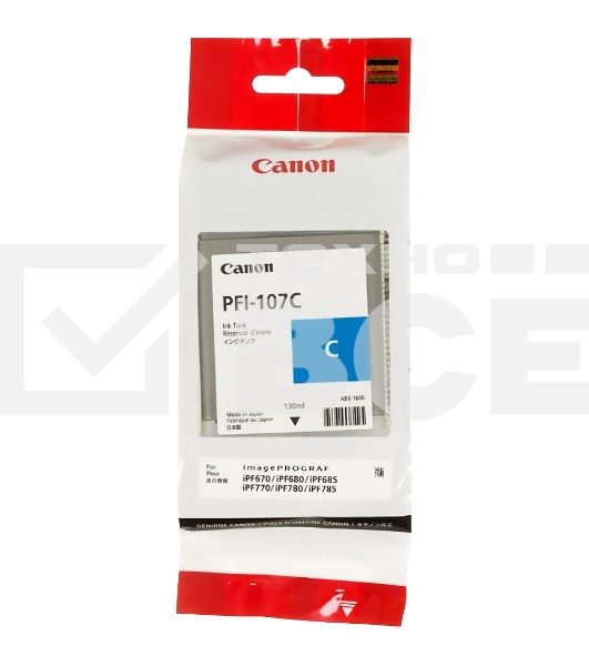 Картридж струйный Canon PFI-107C (6706B001) голубой (130 мл) для Canon iP F680/685/780/785