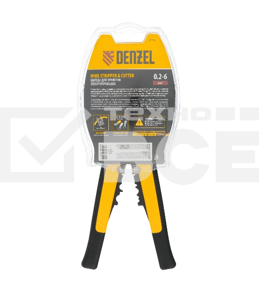 Щипцы для зачистки электропроводов Denzel 0,2-6 мм2, функция обрезания проводов