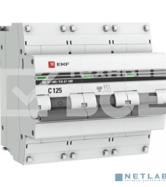 Автоматический выключатель EKF mcb47100-3-63C-pro 3P 63А (C) 10kA ВА 47-100 EKF PROxima