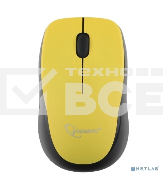 Мышь беспроводная Gembird MUSW-360-LM желтый, 1000 dpi, радиоканал, USB, кнопки - 3