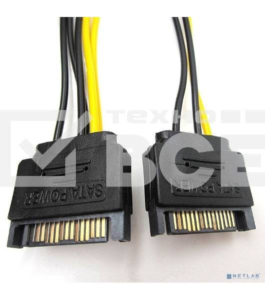 Переходник питания для PCI-Ex видеокарт ORIENT C588 2 x SATA 15pin (M) -> 8pin (6pin+2pin)