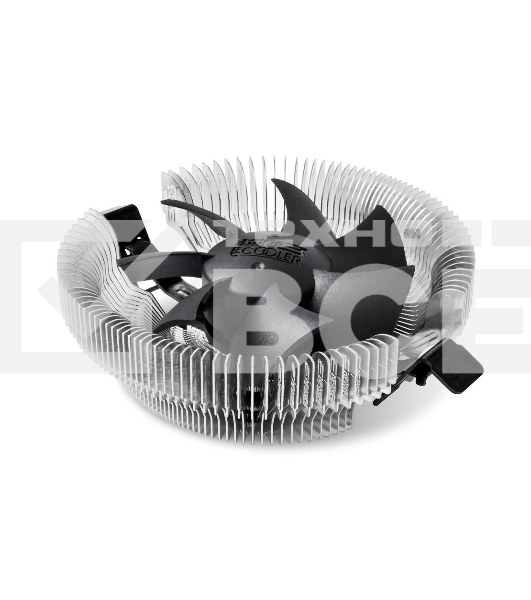 Кулер для процессора/ PCCooler E80 (65W, 3-pin, 42mm, Al/Cu, -mm, 1x80mm, 29.61CFM, 22dBA, 2000RPM, S: 1851/1700/1200/115X, AM5/AM4, silver, black)