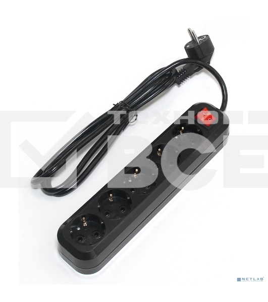 Сетевой фильтр 5bites SP5B-330 5S, 3*1.5 мм2, 16A, ABS, 3M, черный